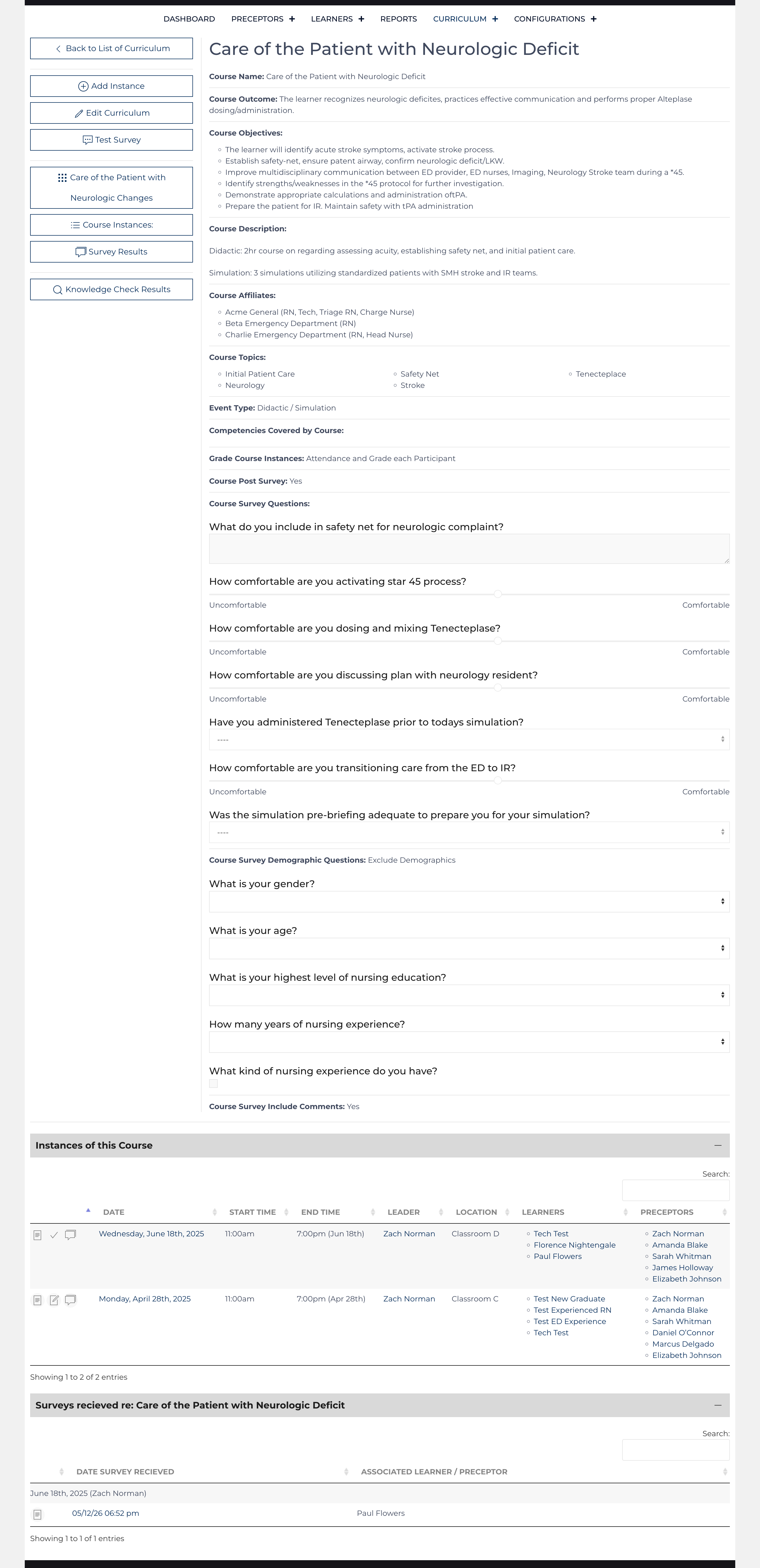 Course Template (Curriculum) View