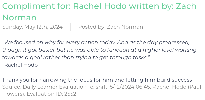 preceptor comment example