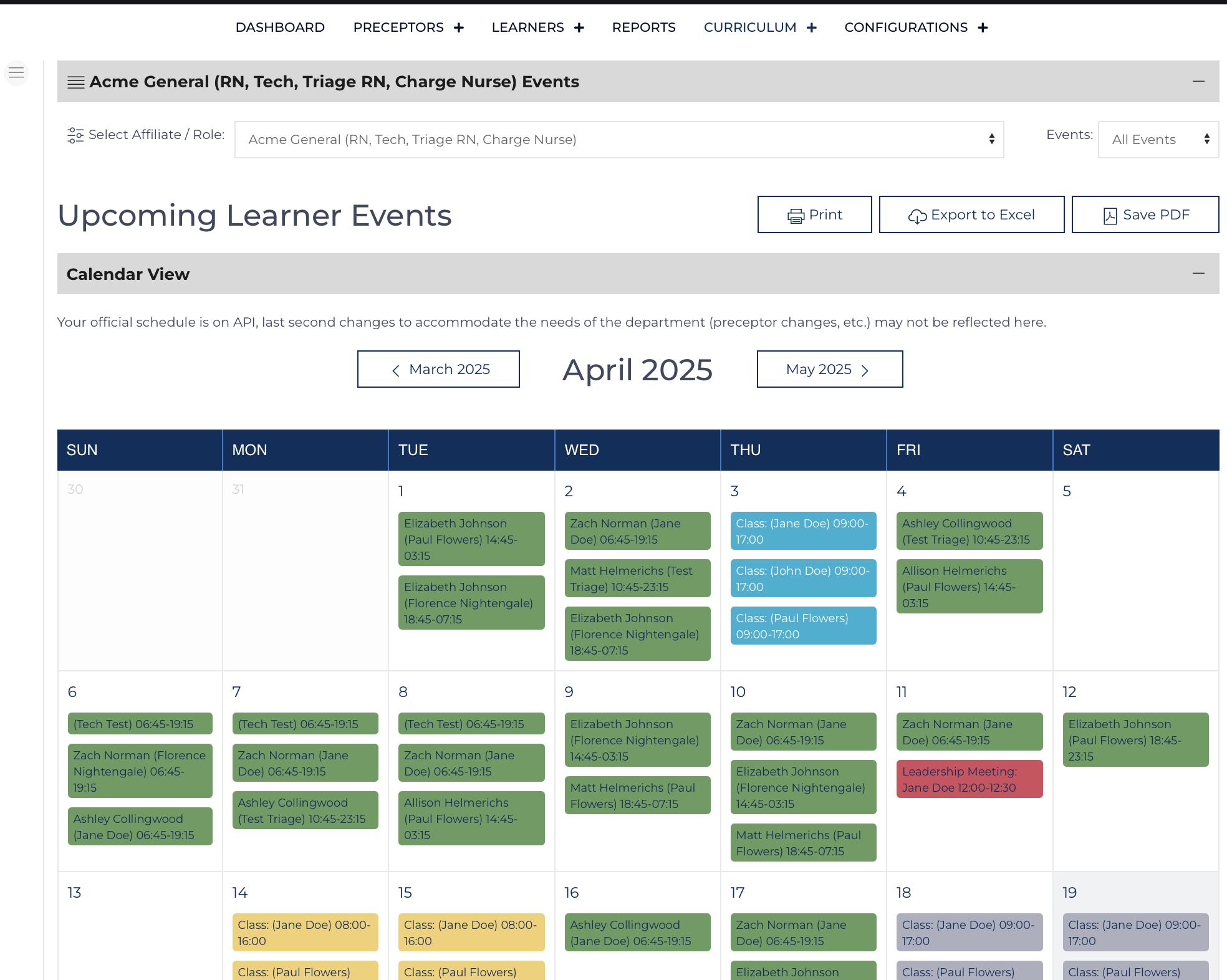 Orientaiton Schedule Report