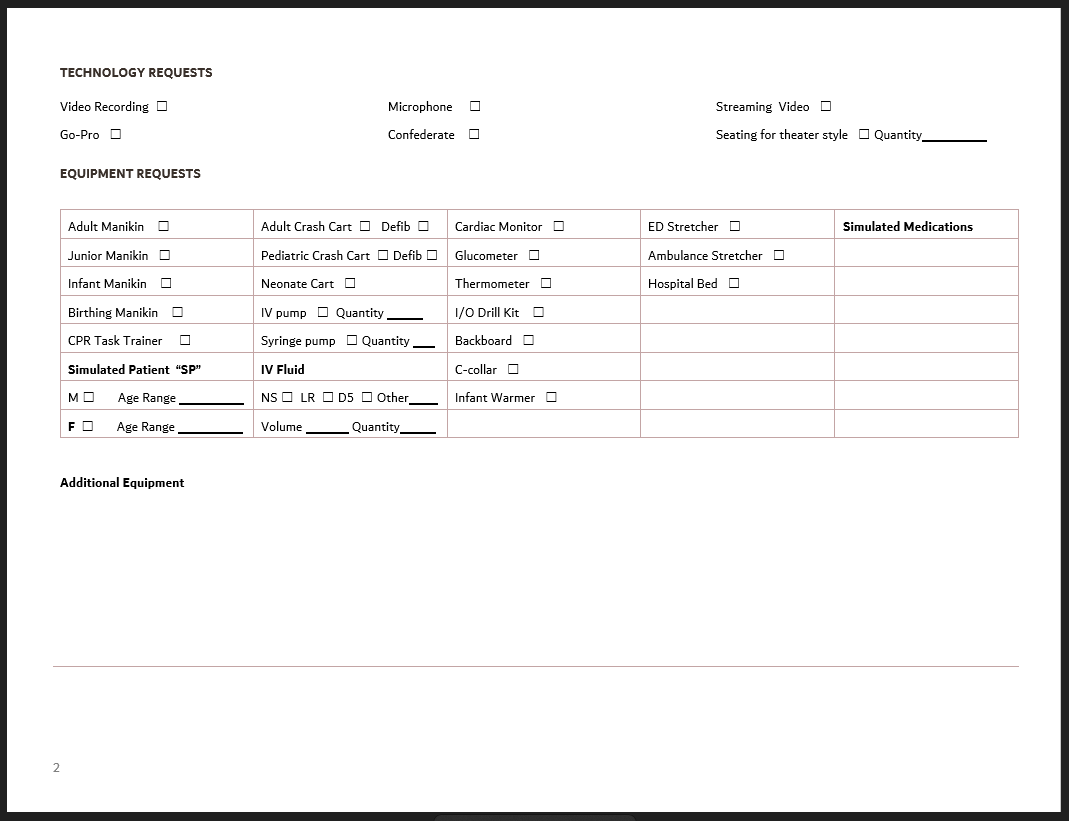 Simulation Planning Sheet page 2