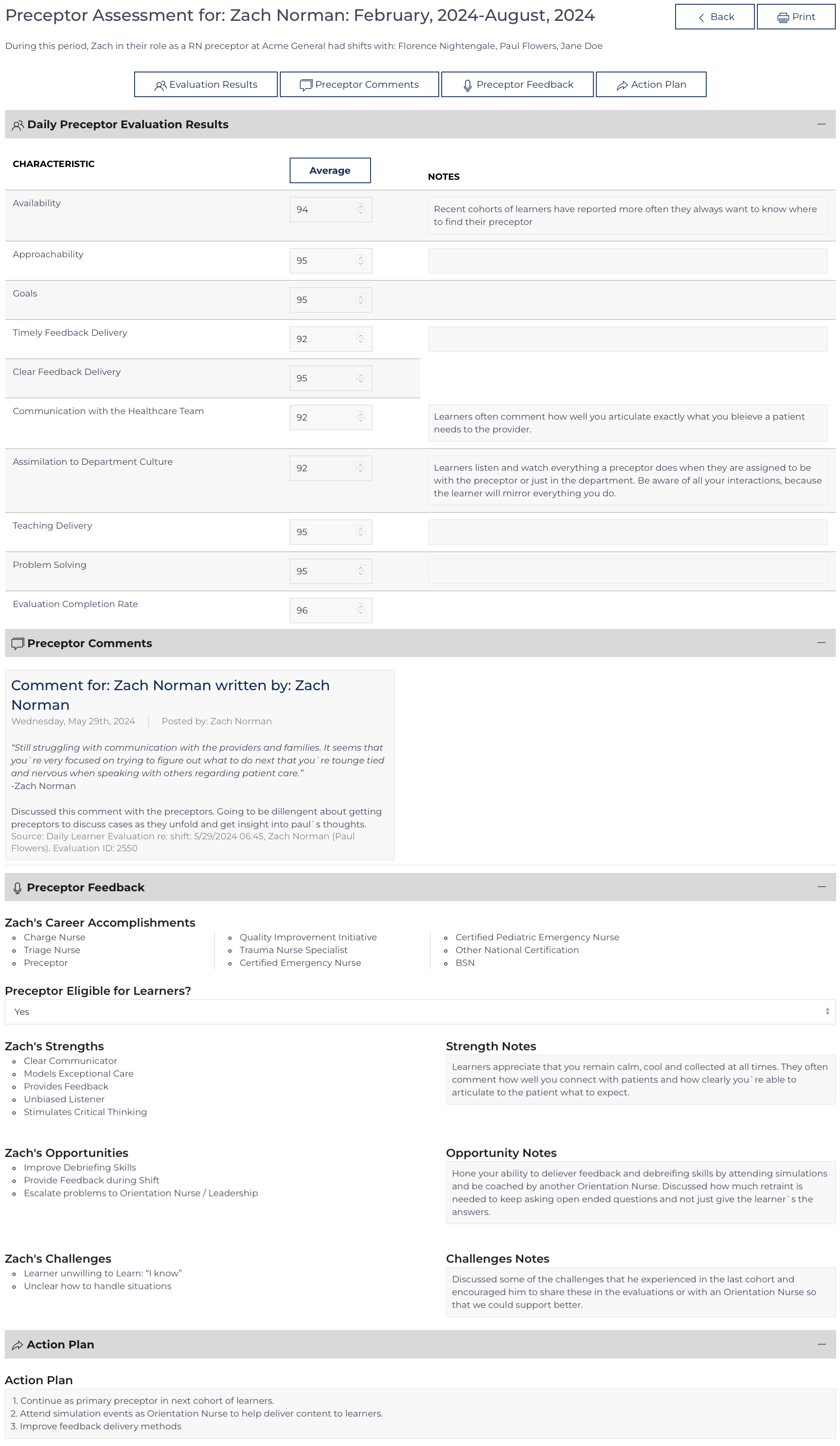 Review Preceptor Assessment