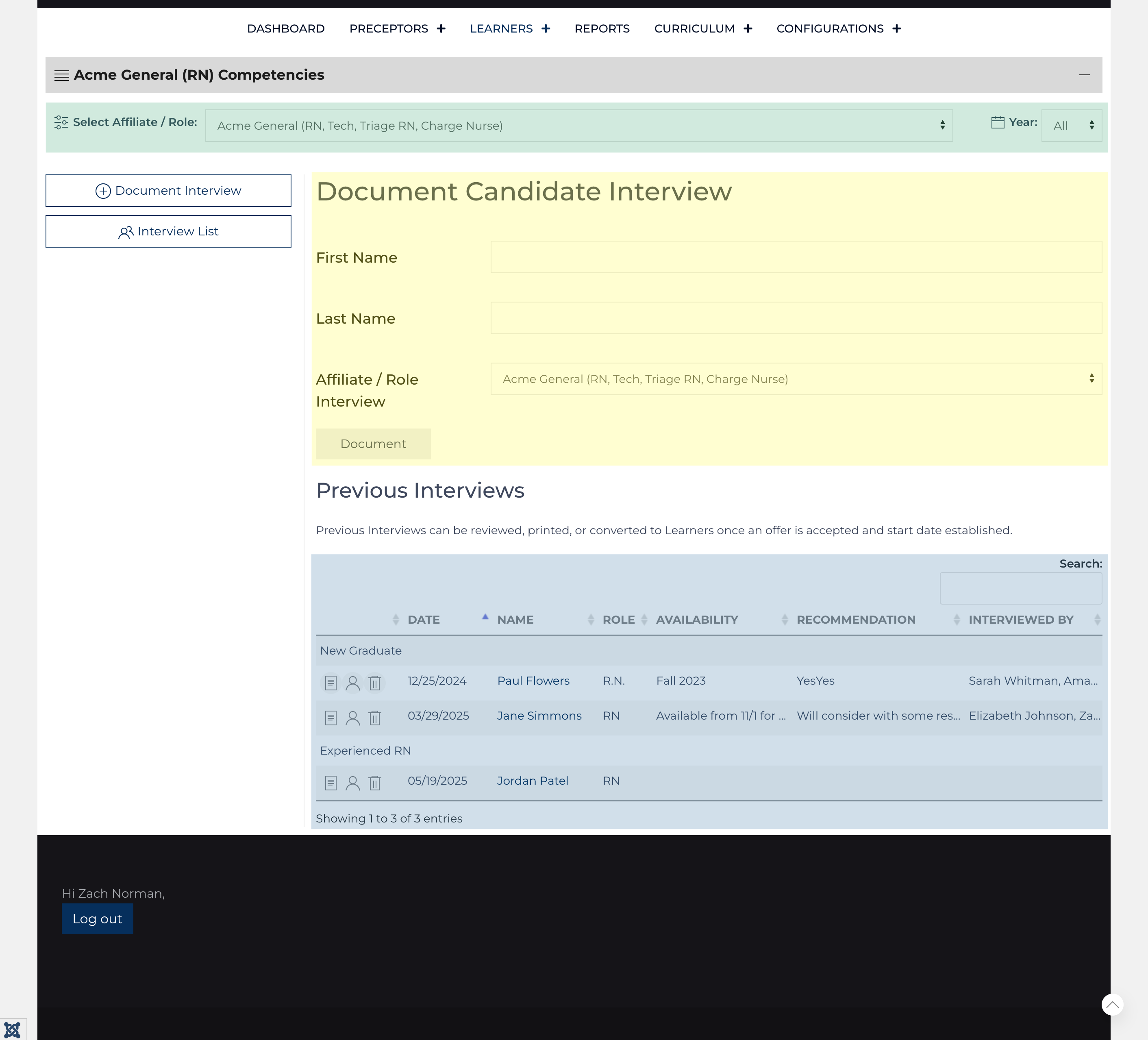 Candidate Interview